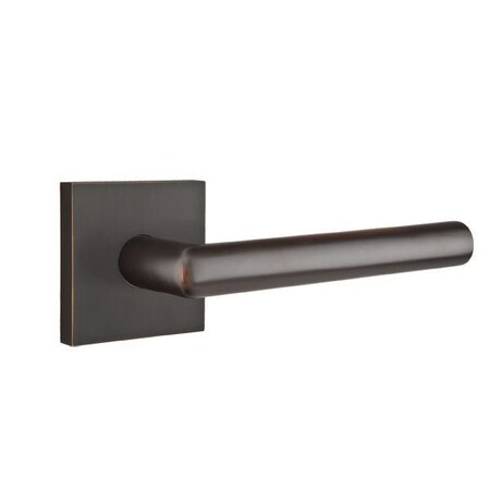 Emtek Stuttgart Lever Left Hand 2-3/8 in Backset Privacy w/Square Rose for 1-1/4 in to 2 in Door 5210STUUS10BLH